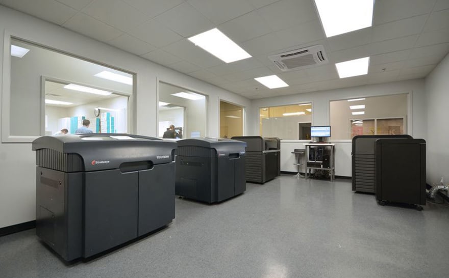 The DynaFlex's dedicated 3D Printing Center, with space for two additional J700s.